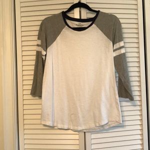 J. Crew white and grey baseball T